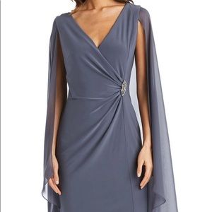 R & M Richards Sleeveless Cape Embellished Sheath Dress